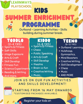 LearnWays PlaySchool-Kids summer Enrichment Programme