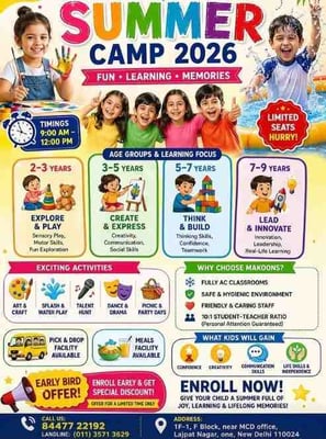 Makoons pre school Summer Camp 2026 (Lajpat Nagar)