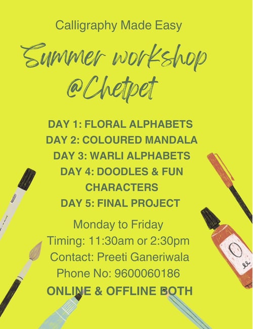Preeti Calligraphy-Calligraphy Made Easy Summer Workshop