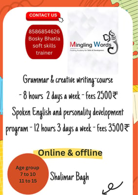 Mingling words-Grammar & Creative writing course & Spoken English and personality development program