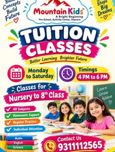 Mountain Kids Pre School And Day Care Creche-Tuition Classes for Nursery to Class 8