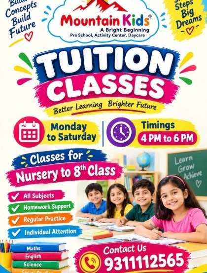 Mountain Kids Pre School And Day Care Creche-Tuition Classes for Nursery to Class 8