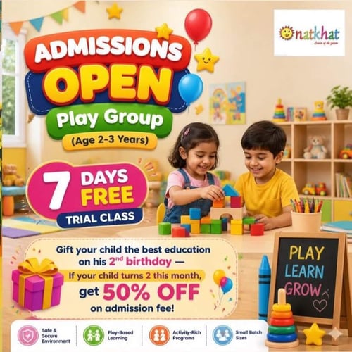 Natkhat Play School-Play Group Admissions Open 2026 (Najafgarh)