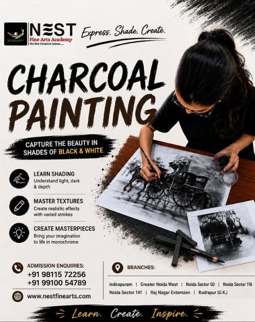 Nest Fine Arts Academy-Explore the Art of Charcoal Painting (Noida)