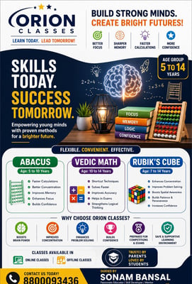 Orion Classes-Abacus Vedic Maths and Rubiks Cube Classes for Kids