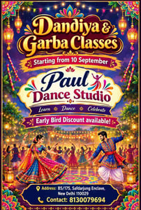Pauls Music Art & Dance Class Studio-Dandiya and Garba Classes
