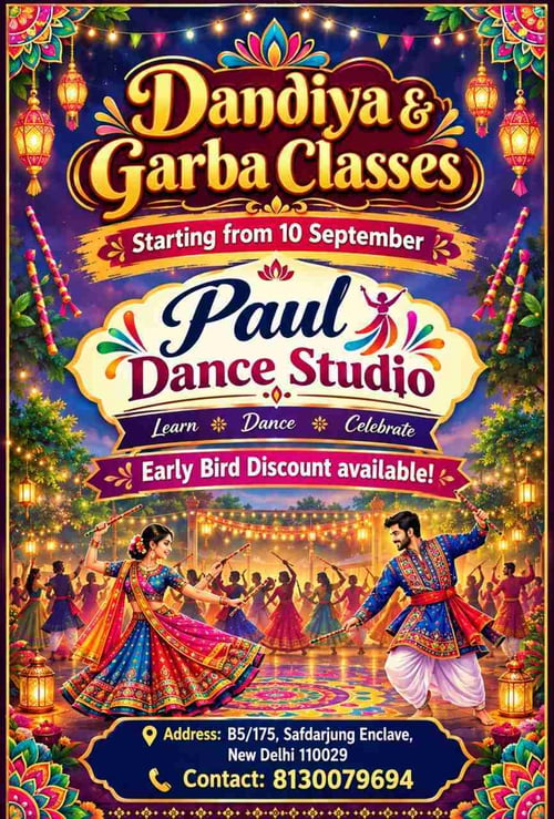 Pauls Music Art & Dance Class Studio-Dandiya and Garba Classes