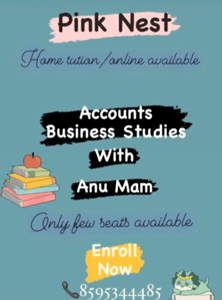 PinkNest ByManju-Accounts & Business Studies home tuition with Anu mam