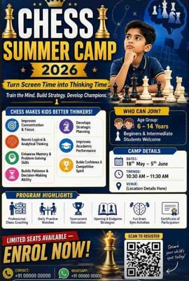 Pratibhalaya-Chess Summer Camp 2026 for Kids