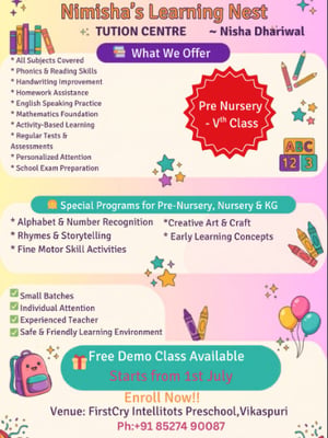 Nimisha's Learning Nest Tuition Centre- Pre Nursery to Class V