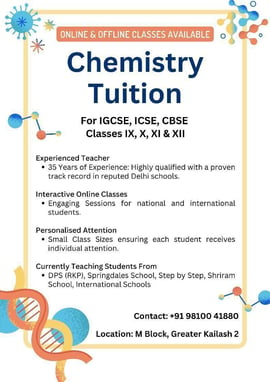 Chemistry Tuition By Preeti Gangahar-Chemistry Tuition for For IGCSE, ICSE, CBSE Classes lX, X, Xl & XII Students