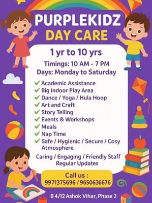 Purple Kidz - Admissions Open For Day Care