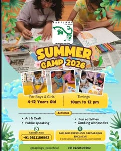 SAPLINGS PRESCHOOL-Summer Camp 2026 (Safdarjung enclave)