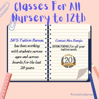 S.V.S . Tution Bureau-Tuition Classes Nursery to 12th