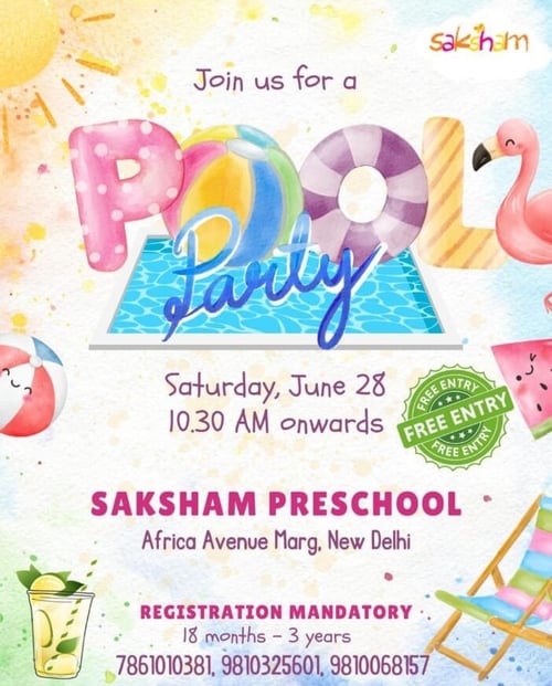 Saksham Pre-school  -  Kids Pool Party