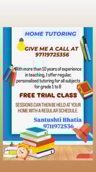 Santushti Bhatia Home Tuition  -  Home Tuition Classes