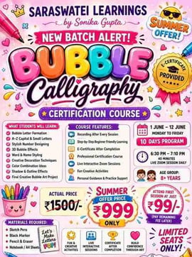 Saraswatei Learnings-Bubble Calligraphy Certification Course for Kids