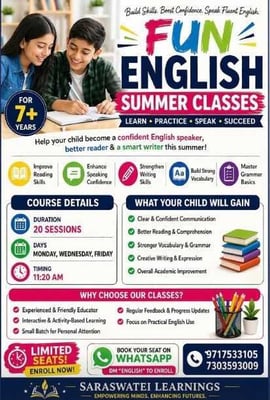 Saraswatei Learnings-Fun English Summer Camp Classes