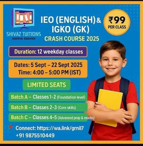 Shivaz Tuitions - IEO English & IGKO GK Crash Course 2025