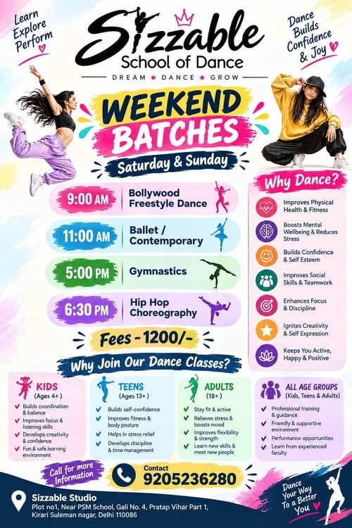 Sizzable School Of Dance-Weekend Dance Classes for Kids