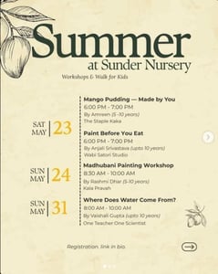 Sunder Nursery Park-Summer Workshops for Kids