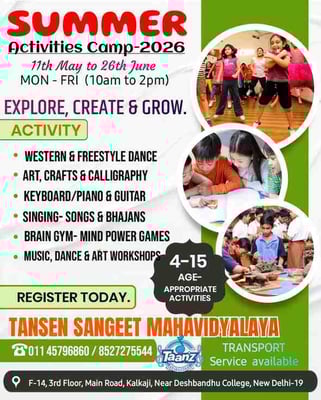 Tansen Sangeet Mahavidyalaya-Summer Activities Camp 2026 (kalkaji)