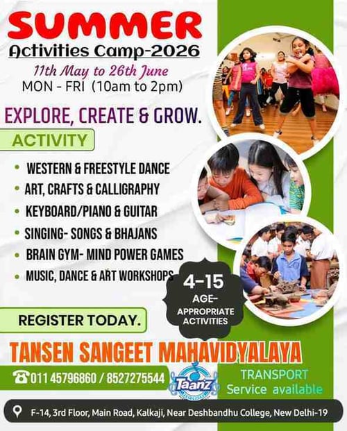 Tansen Sangeet Mahavidyalaya-Summer Activities Camp 2026 (kalkaji)