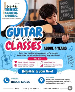 Tenex School of Music Kathak Bharatanatyam Western-Guitar Classes for Kids