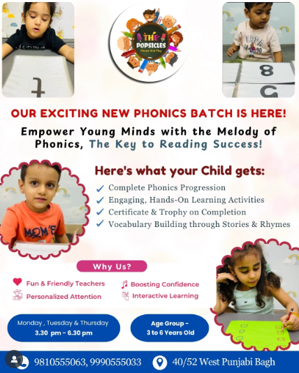 The Popsicles Early Learning Centre  -  Phonics Program For Kids
