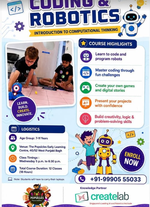 The Popsicles Early Learning Centre-Coding and Robotics Course