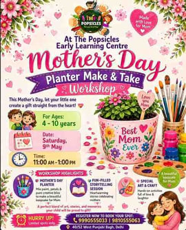 The Popsicles Early Learning Centre-Mothers Day Planter Make and Take Workshop for Kids