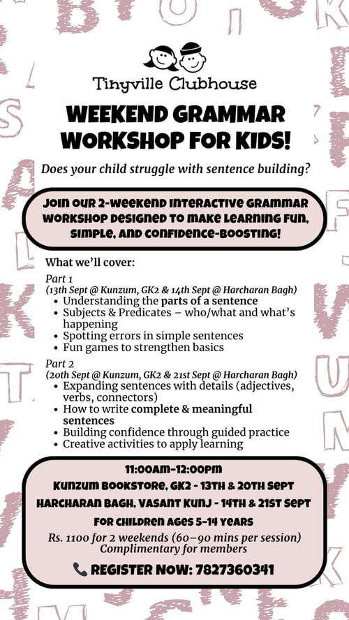 Tinyville Clubhouse - Weekend Grammar Workshop for Kids