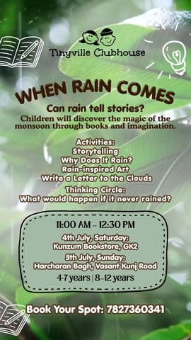 Tinyville Clubhouse-A Magical Monsoon Storytelling Workshop for Kids