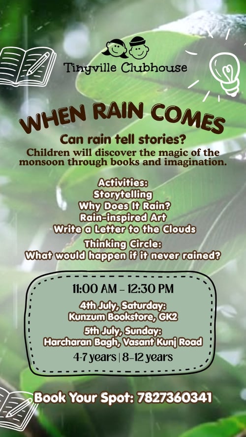 Tinyville Clubhouse-A Magical Monsoon Storytelling Workshop for Kids