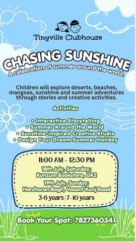 Tinyville Clubhouse-Chasing Sunshine Summer Storytelling and Creative Workshop for Kids