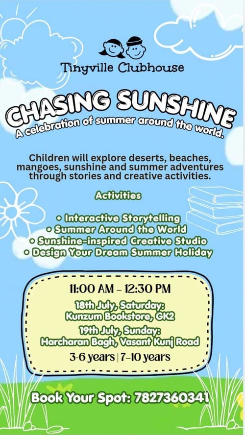 Tinyville Clubhouse-Chasing Sunshine Summer Storytelling and Creative Workshop for Kids