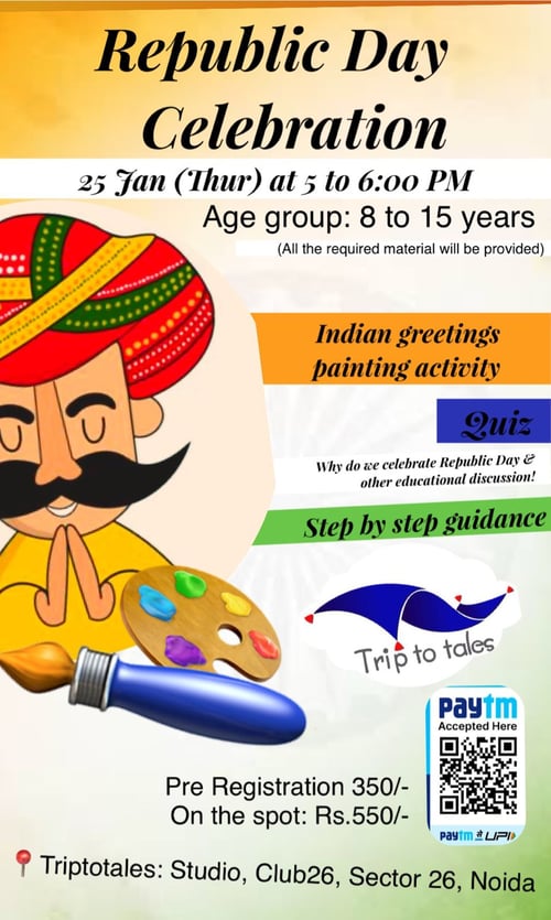Triptotales Storytelling Centre-Republic Day Celebration On Indian Greetings painting Activity