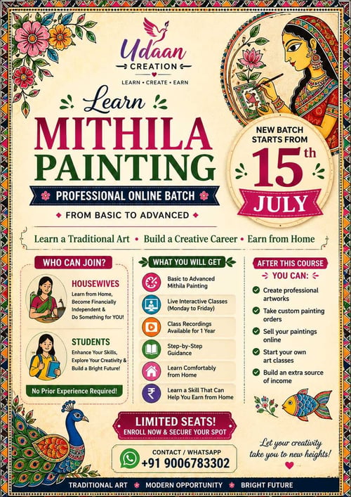 Udaan international online art class-Learn Mithila Painting