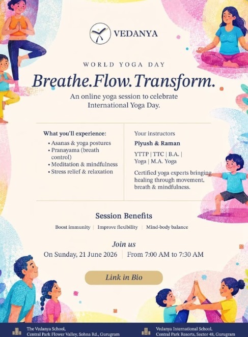 Vedanya International School-Online Yoga Session for International Yoga Day