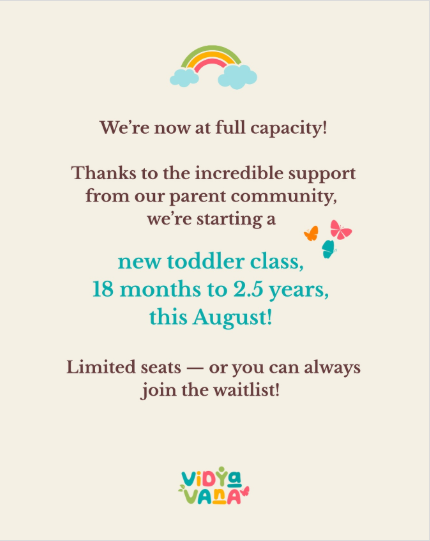 Vidya Vana Preschool  -  Toddler Program