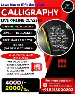 SKILL MASTERS:CALLIGRAPHY LIVE ONLINE CLASSES