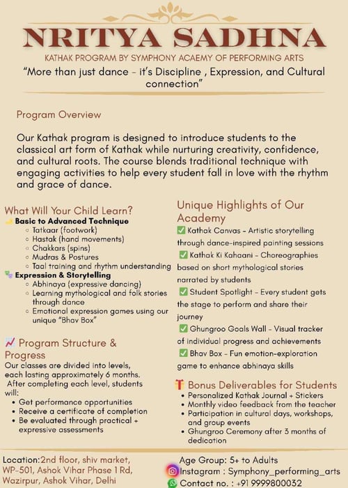 Symphony Academy of Performing Arts: Nritya Sadhna Kathak Program