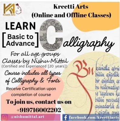 Kreetti Arts Calligraphy Classes by Nishu Mittal(Sector 27, Noida)