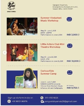 Sangeet Shyamala: Summer Workshops