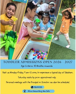 Saksham Pre-school- Toddlers Admission Open 2026-27