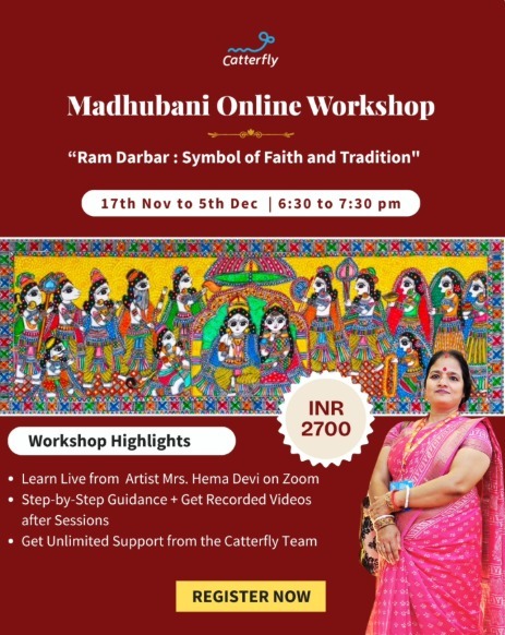 Catterfly Art and Culture-Madhubani Online Workshop Ram Darbar