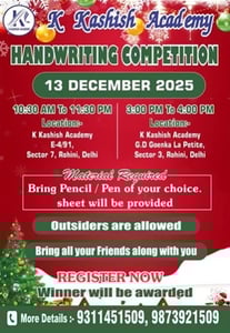 K KASHISH ACADEMY-Handwriting Competition