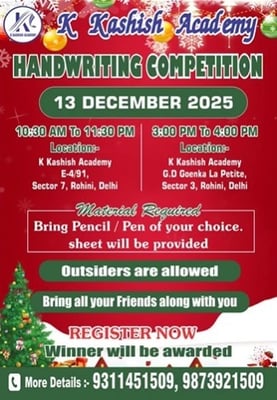 K KASHISH ACADEMY-Handwriting Competition