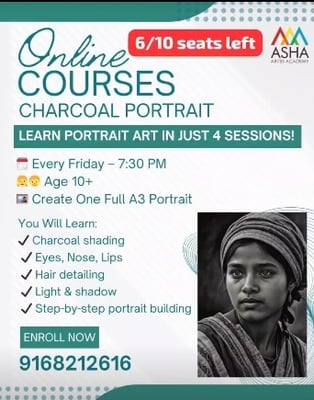 Asha Academy-Online Charcoal Portrait Course