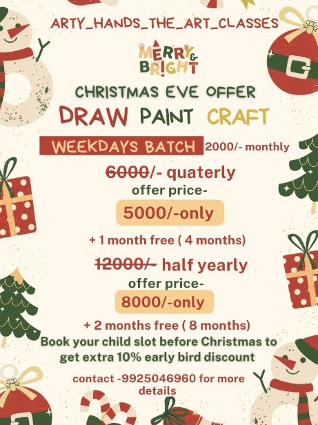 Arty hands the art classes-Christmas Eve Offer